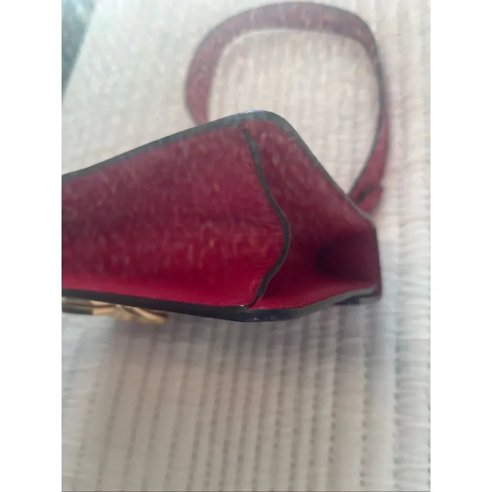 Authentic GUCCI Red Calfskin Leather Small Sylvie Shoulder Bag
